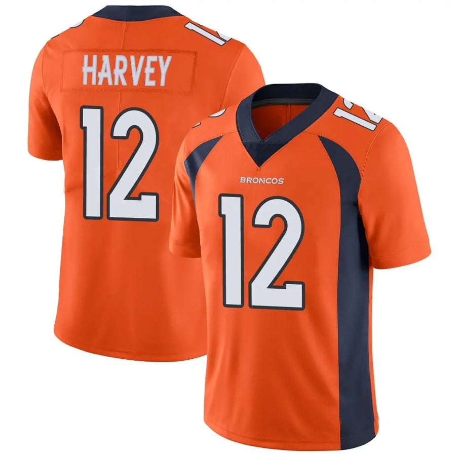 D.Broncos #12 RJ Harvey Player Orange Vapor Untouchable Limited Football Jerseys