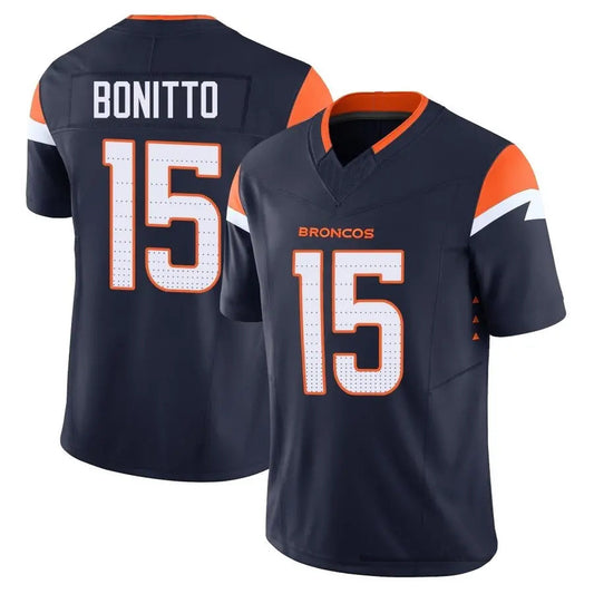 D.Broncos #15 Nik Bonitto Player Navy Vapor F.U.S.E. Limited Football Jerseys