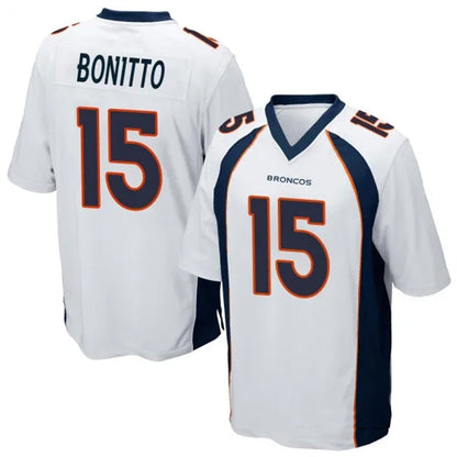D.Broncos #15 Nik Bonitto Player White Game Football Jerseys