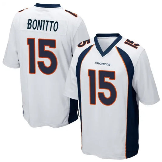 D.Broncos #15 Nik Bonitto Player White Game Football Jerseys