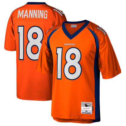 D.Broncos #18 Peyton Manning Player Mitchell & Ness Orange Legacy Replica Football Jerseys
