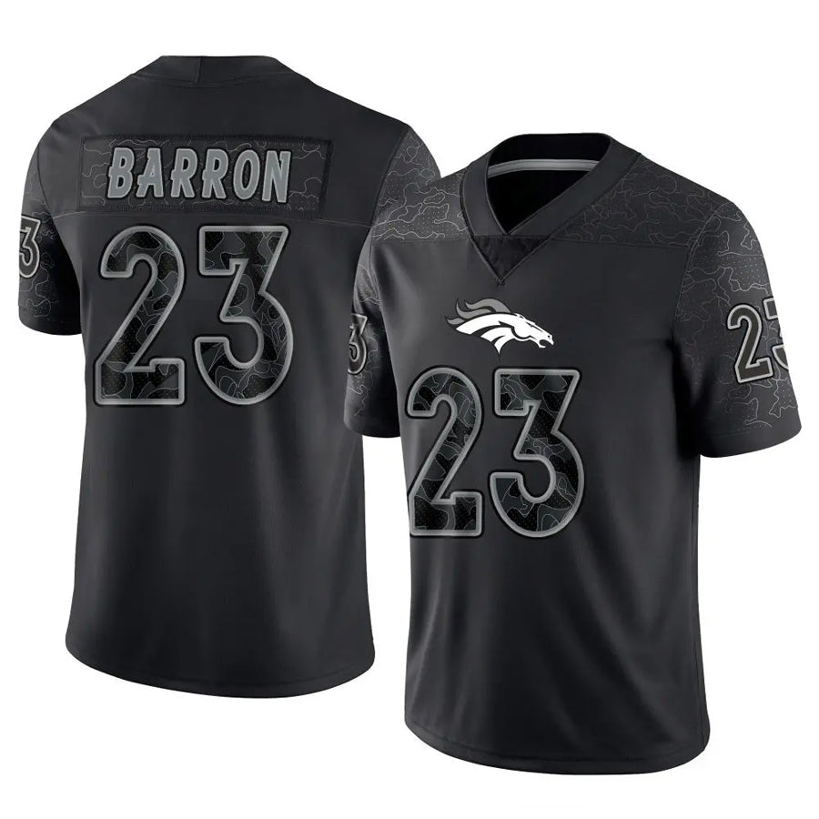 D.Broncos #23 Jahdae Barron Player Black RFLCTV Limited Football Jerseys