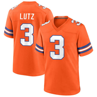 D.Broncos #3 Wil Lutz Player Orange Collection Throwback Game Football Jerseys