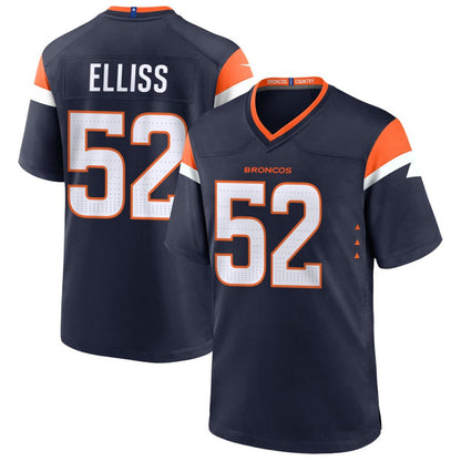 D.Broncos #52 Jonah Elliss Player Navy Home Game Football Jerseys