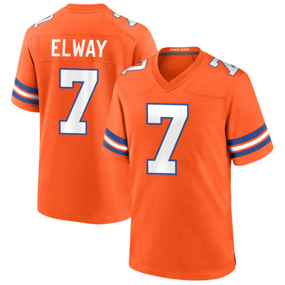 D.Broncos #7 John Elway Player Orange Throwback Game Football Jerseys