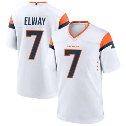 D.Broncos #7 John Elway Player White Home Game Football Jerseys