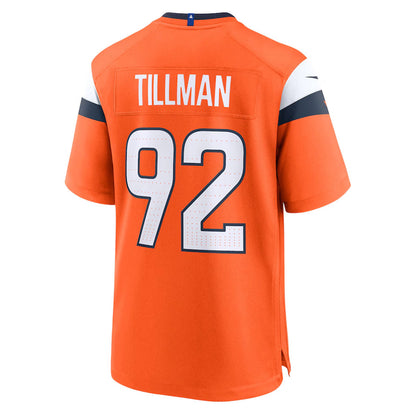 D.Broncos #92 Dondrea Tillman Player Orange Home Game Football Jerseys