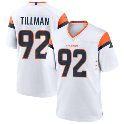 D.Broncos #92 Dondrea Tillman Player White Home Game Football Jerseys