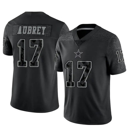 D.Cowboys #17 Brandon Aubrey Player Black REFLECTIVE Limited Football Jerseys