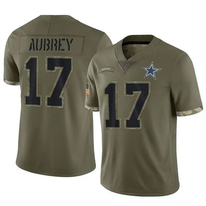 D.Cowboys #17 Brandon Aubrey Player Salute To Service Olive Football Jerseys