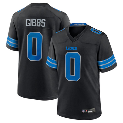 D.Lions #0 Jahmyr Gibbs Player Black Home Game Football Jerseys