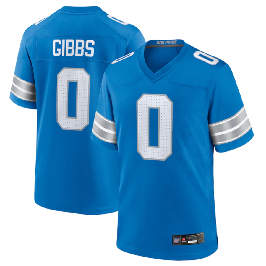 D.Lions #0 Jahmyr Gibbs Player Blue Home Game Football Jerseys