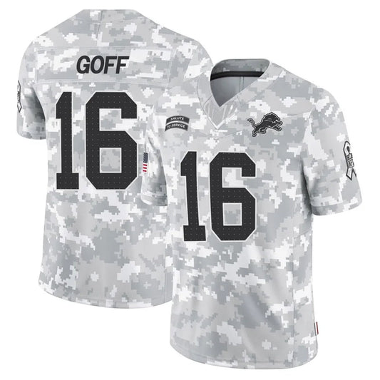 D.Lions #16 Jared Goff Player Arctic Camo Salute to Service Limited Football Jerseys