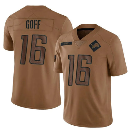 D.Lions #16 Jared Goff Player Brown Salute To Service Limited Football Jerseys
