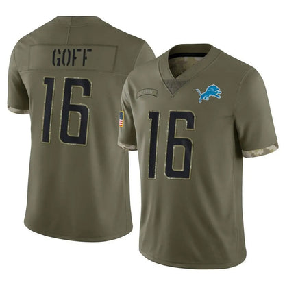 D.Lions #16 Jared Goff Player Salute To Service Limited Olive Football Jerseys