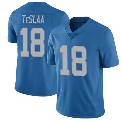 D.Lions #18 Isaac TeSlaa Player Blue Vapor Limited Football Jerseys