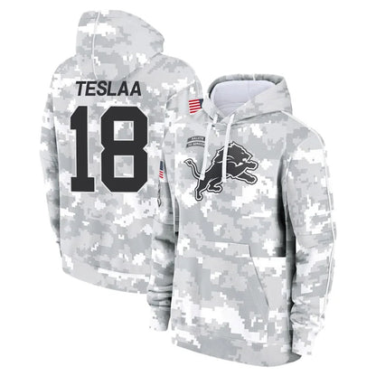 D.Lions #18 Isaac TeSlaa Player Salute to Service Hoodies Football Jerseys