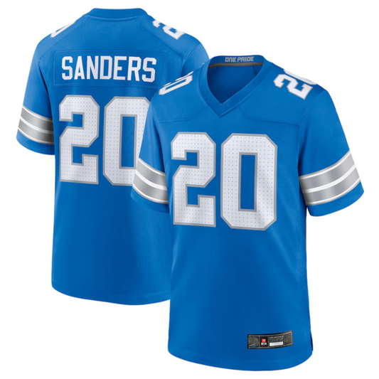 D.Lions #20 Barry Sanders Player Blue Game Football Jerseys