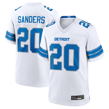 D.Lions #20 Barry Sanders Player White Game Football Jerseys