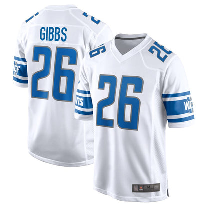D.Lions #26 Jahmyr Gibbs Player White Home Game Football Jerseys