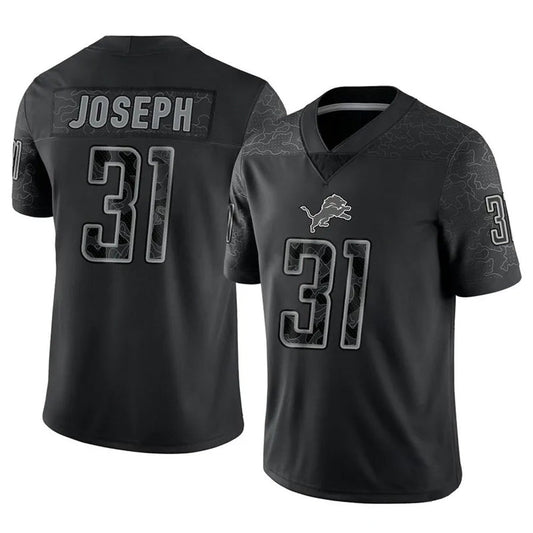 D.Lions #31 Kerby Joseph Player Black REFLECTIVE Limited Football Jerseys