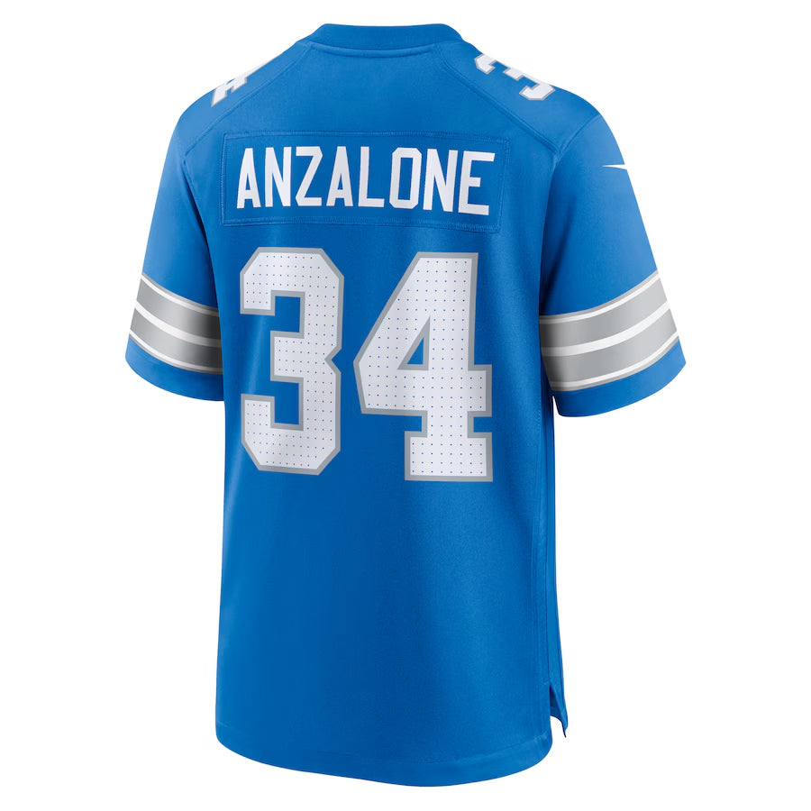 D.Lions #34 Alex Anzalone Player Blue Home Game Football Jerseys