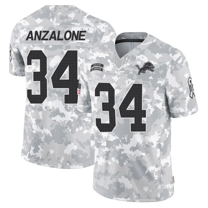 D.Lions #34 Alex Anzalone Player Salute to Service Limited Arctic Camo Football Jerseys