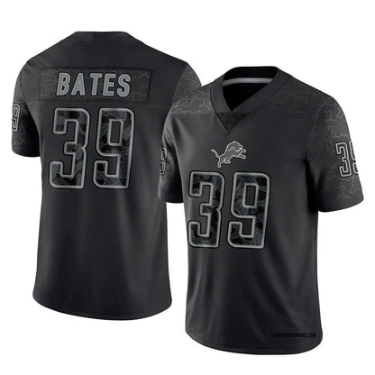 D.Lions #39 Jake Bates Player Black REFLECTIVE Limited Football Jerseys