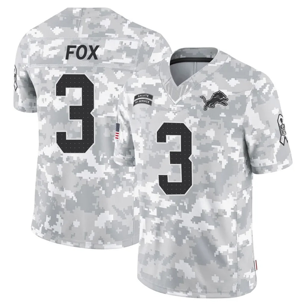 D.Lions #3 Jack Fox Player Arctic Camo Salute to Service Limited Football Jerseys