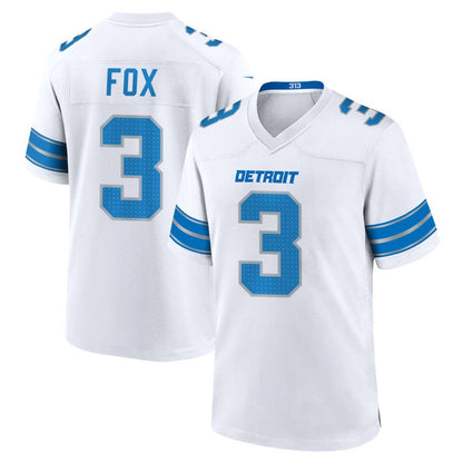 D.Lions #3 Jack Fox Player White Home Game Football Jerseys