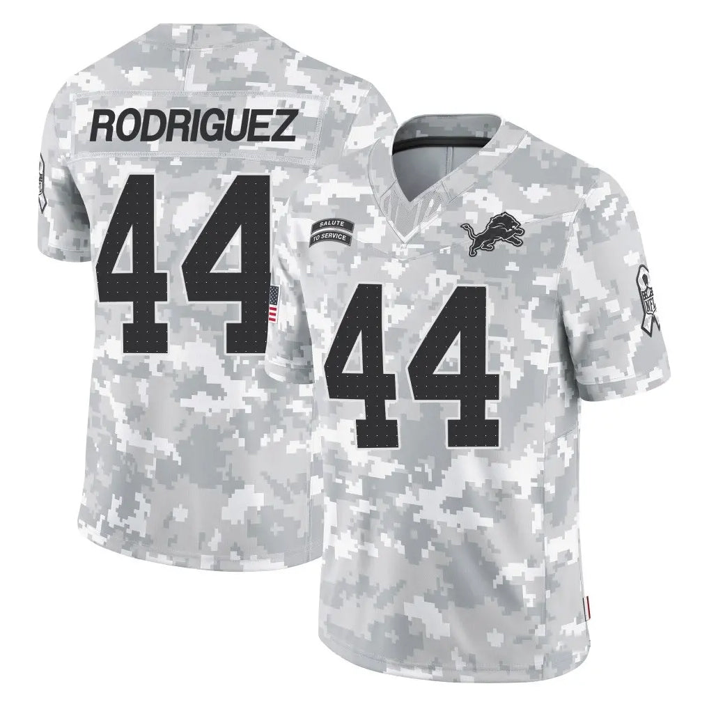 D.Lions #44 Malcolm Rodriguez Player Arctic Camo Salute to Service Limited Football Jerseys