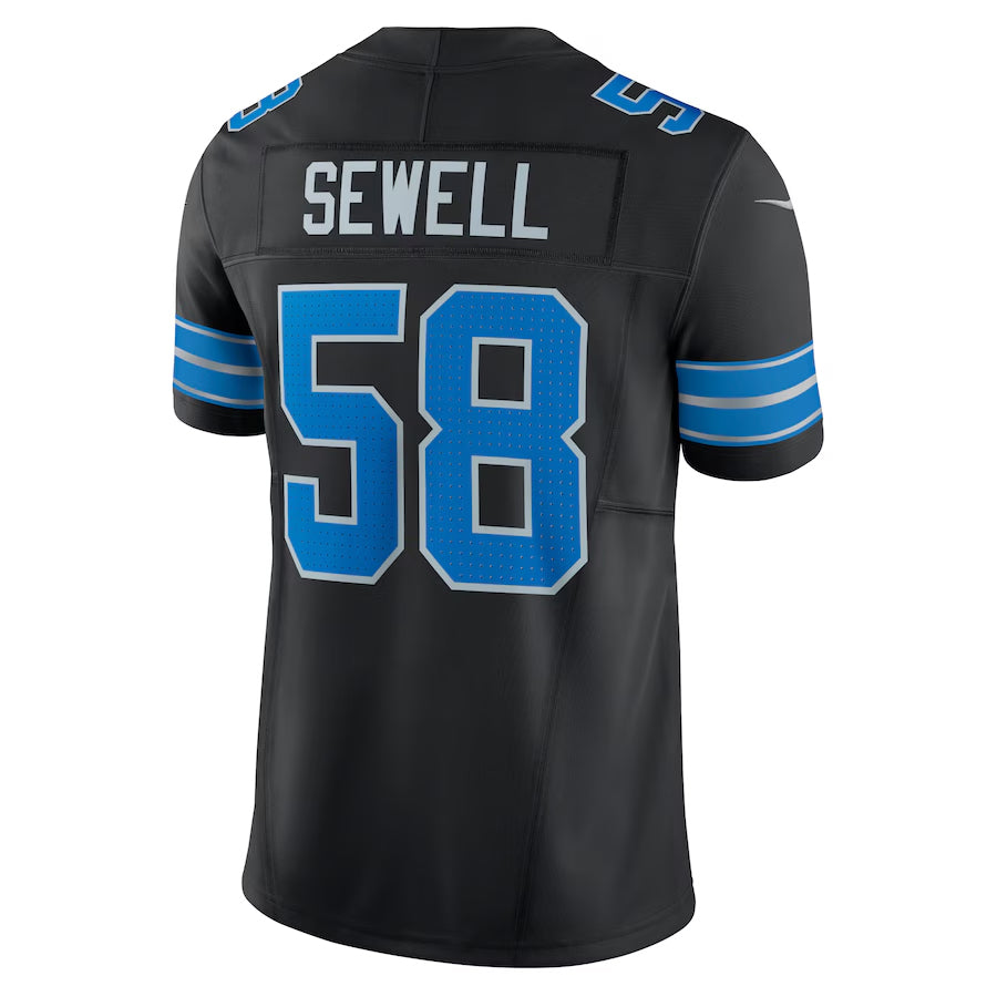 D.Lions #58 Penei Sewell Player Black Vapor F.U.S.E. Limited Game Football Jerseys