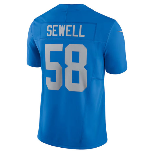 D.Lions #58 Penei Sewell Player Blue Vapor F.U.S.E. Alternate Limited Game Football Jerseys