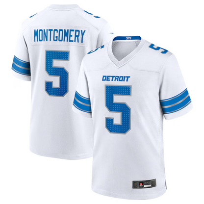 D.Lions #5 David Montgomery Player White Game Football Jerseys