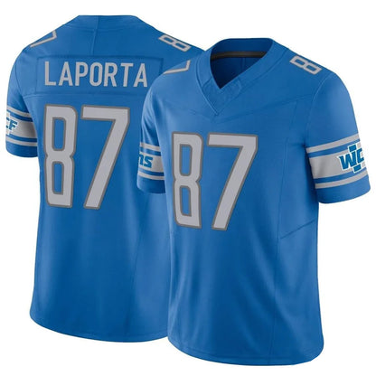 D.Lions #87 Sam LaPorta Player Vapor F.U.S.E. Limited Blue Football Jerseys