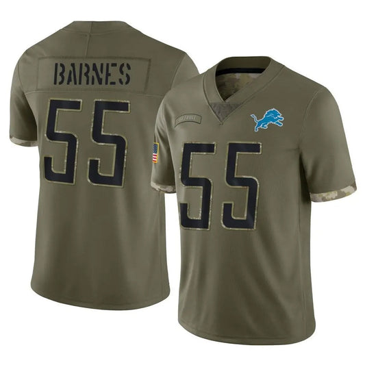 D.Lions Derrick Barnes #55 Player Salute To Service Limited Olive Football Jerseys