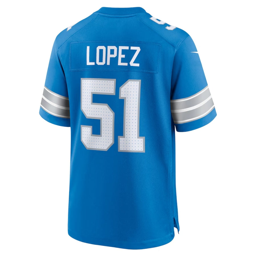 D.Lions #51 Roy Lopez Blue Team Game American Football Jerseys