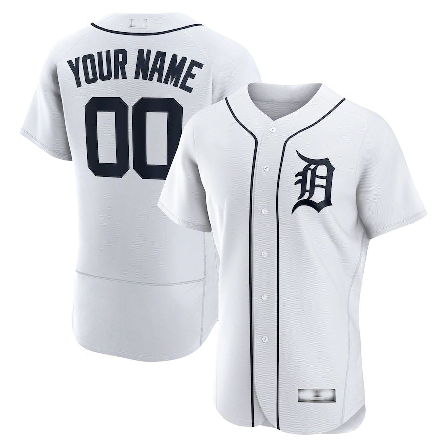 Custom Detroit Tigers White Official Authentic Custom Jersey Baseball Jerseys