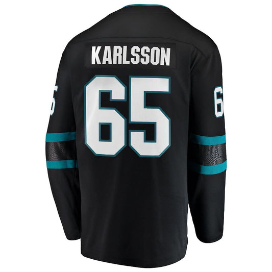 SJ.Sharks #65 Erik Karlsson Fanatics Branded Breakaway Alternate Player Jersey  Black Stitched American Hockey Jerseys