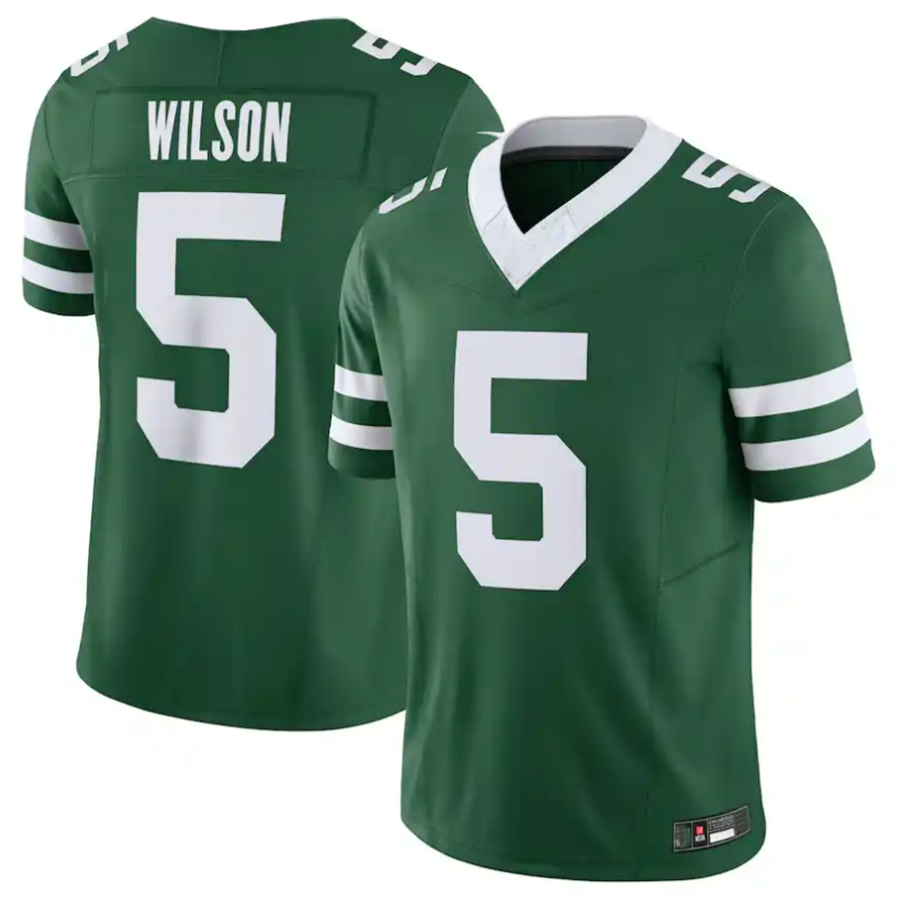 #5 Garrett Wilson Player NY.Jets Green Vapor F.U.S.E. Limited Football Jerseys