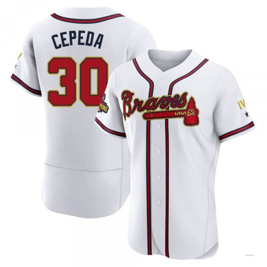 Atlanta Braves #30 Orlando Cepeda Gold White 2022 Program Jersey Stitches Baseball Jerseys