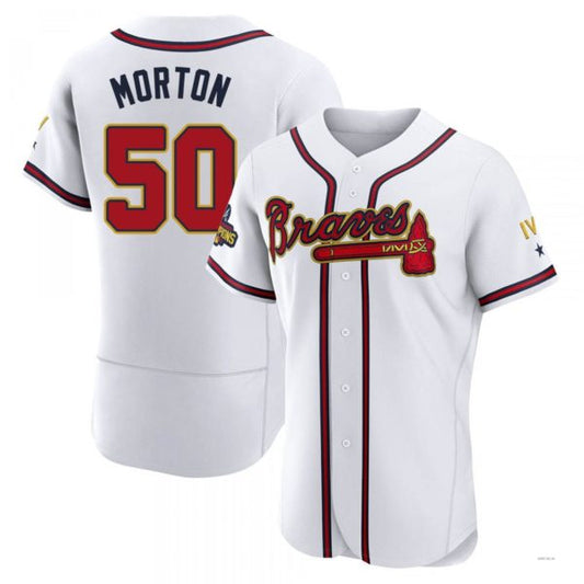 Atlanta Braves #50 Charlie Morton Gold White 2022 Program Jersey Stitches Baseball Jerseys