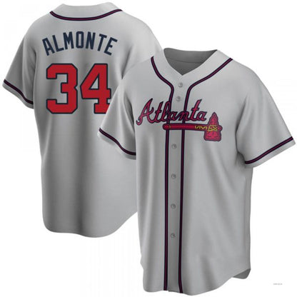 Atlanta Braves #34 Abconeam Almonte Gray Road Jersey Stitches Baseball Jerseys