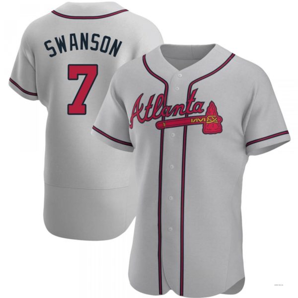 Atlanta Braves #7 Dansby Swanson Gray Road Jersey Stitches Baseball Jerseys