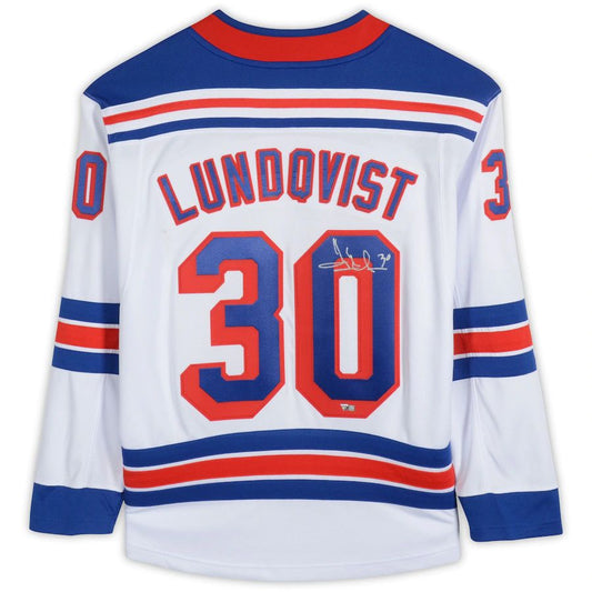 NY.Rangers #30 Henrik Lundqvist Fanatics Authentic Autographed  Breakaway Jersey White Stitched American Hockey Jerseys