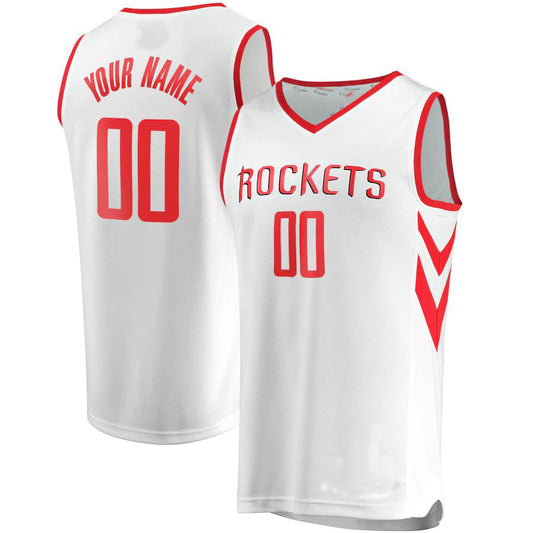 Custom H.Rockets Fanatics Branded Fast Break Replica Jersey White  Association Edition Stitched Basketball Jersey