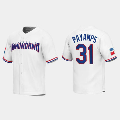 #31 JOEL PAYAMPS DOMINICAN REPUBLIC BASEBALL 2023 WORLD BASEBALL CLASSIC REPLICA JERSEY ¨C WHITE Stitches Baseball Jerseys