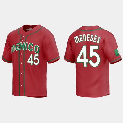 #45 JOEY MENESES MEXICO BASEBALL 2023 WORLD BASEBALL CLASSIC REPLICA JERSEY ¨C RED Stitches Baseball Jerseys