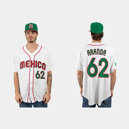 #62 JONATHAN ARANDA MEXICO BASEBALL 2023 WORLD BASEBALL CLASSIC JERSEY ¨C WHITE Stitches Baseball Jerseys