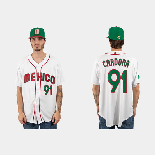 #91 JOSE CARDONA MEXICO BASEBALL 2023 WORLD BASEBALL CLASSIC JERSEY ¨C WHITE Stitches Baseball Jerseys